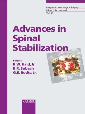cover image of Advances in Spinal Stabilization (Progress in Neurological Surgery)